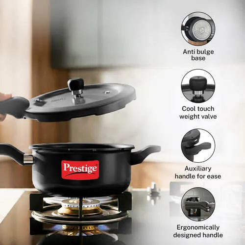  Prestige Svachh Hard Anodised Spillage Control Pressure Cooker, 3.5 L (Black) - Detail View